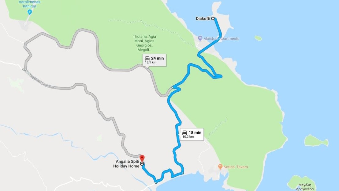 Port at Diakófti to Angaliá Spíti (10.2 km)